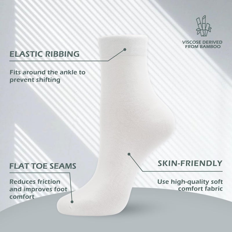 SERISIMPLE Women Thin Viscose Bamboo Socks Crew Lightweight Above Ankle Casual Dress Sock For Ladies Bootie Trouser 5 Pairs (White, Medium) - Image 4